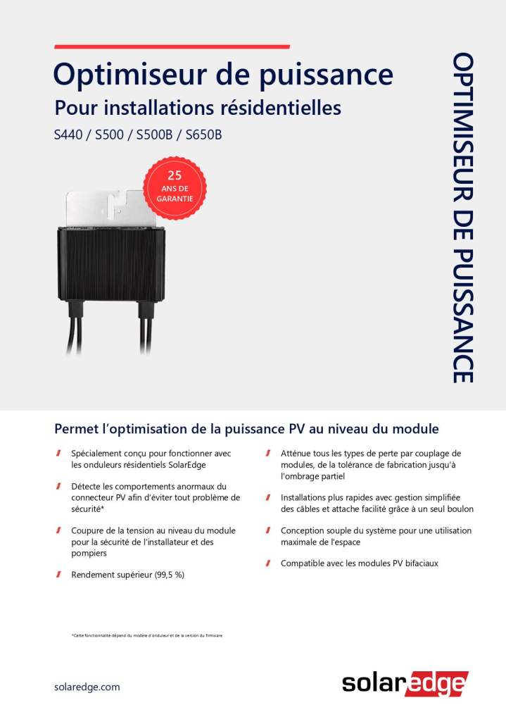 Optimiseur de puissance pour installation résidentielle